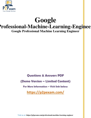 Professional Machine Learning Engineer Exam Dumps PDF – Real Questions & Answers