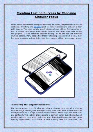 Creating Lasting Success by Choosing Singular Focus