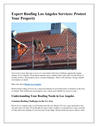 Expert Roofing Los Angeles Services-Protect Your Property