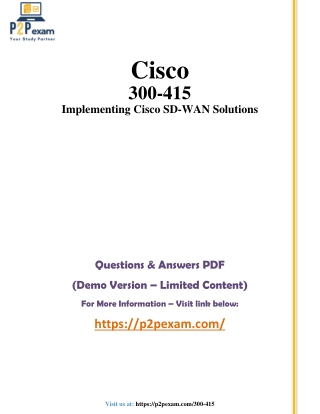 Cisco 300-415 ENSDWI Exam Dumps PDF – Real Questions & Answers 2025