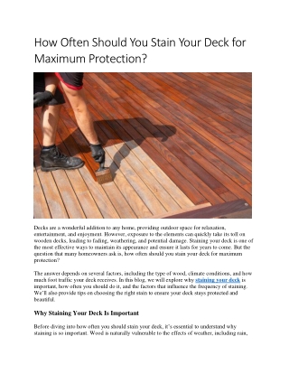 How Often Should You Stain Your Deck for Maximum Protection
