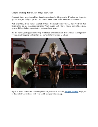 Couples Training Fitness That Brings You Closer!