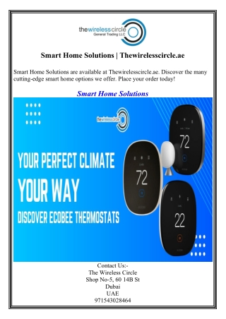 Smart Home Solutions  Thewirelesscircle.ae