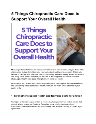 Chiropractic Care and Whole-Body Wellness: 5 Benefits You Need to Know