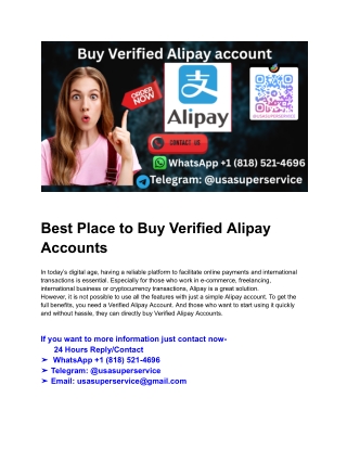 Best Place to Buy Verified Alipay Accounts 2025