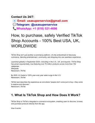 How, to purchase, safely Verified TikTok Shop Accounts - 100% Best USA, UK,  WORLDWIDE