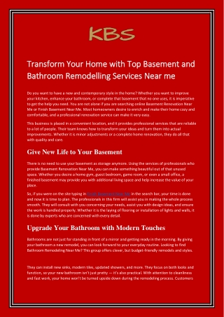 Top Basement and Bathroom Remodelling Services Near me