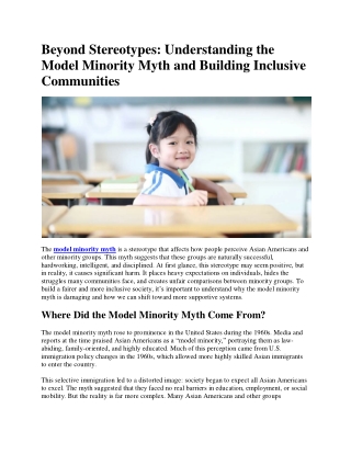 Beyond Stereotypes Understanding the Model Minority Myth and Building Inclusive Communities