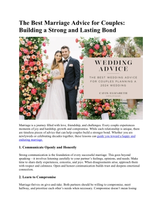 The Best Marriage Advice for Couples Building a Strong and Lasting Bond
