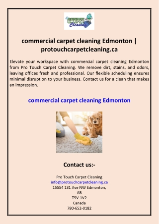 commercial carpet cleaning Edmonton protouchcarpetcleaning.ca