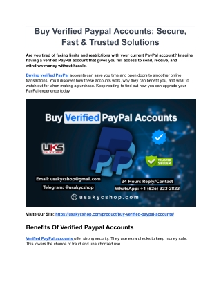Step by Step Guide to buy Verified PayPal Accounts in usakycshop