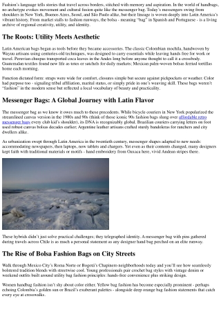 Bolsa Beauty – Latin American Influences on Modern Messengers