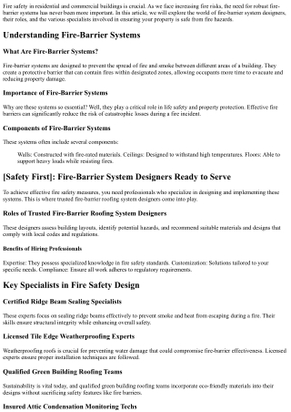 [Safety First]: Fire-Barrier System Designers Ready to Serve