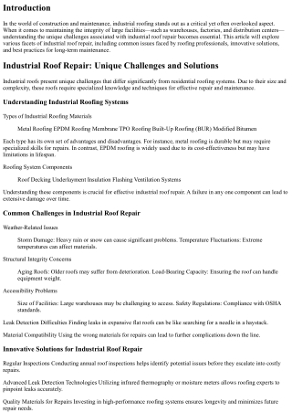 Industrial Roof Repair: Unique Challenges and Solutions
