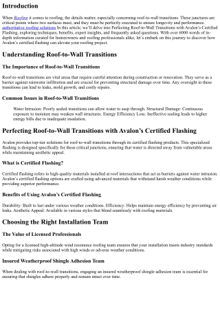 Perfecting Roof-to-Wall Transitions with Avalon’s Certified Flashing