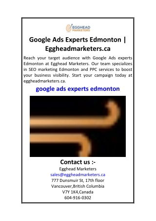 Google Ads Experts Edmonton  Eggheadmarketers.ca