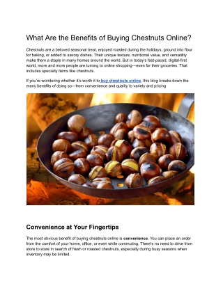 What Are the Benefits of Buying Chestnuts Online