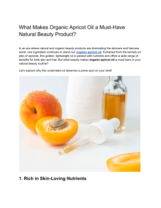 What Makes Organic Apricot Oil a Must-Have Natural Beauty Product_