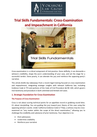 Trial Skills Fundamentals Cross-Examination and Impeachment in California