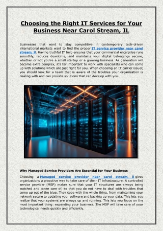 Choosing the Right IT Services for Your Business Near Carol Stream, IL