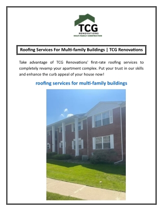 Roofing Services For Multi-family Buildings  TCG Renovations