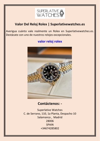 Valor Del Reloj Rolex Superlativewatches.es