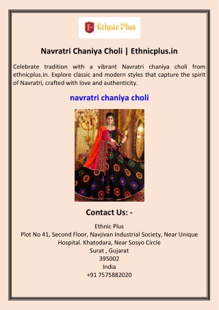 Navratri Chaniya Choli  Ethnicplus.in