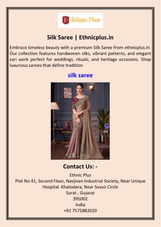 Silk Saree  Ethnicplus.in