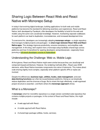 Sharing Logic Between React Web and React Native with Monorepo Setup