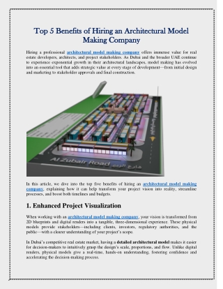 Top 5 Benefits of Hiring an Architectural Model Making Company