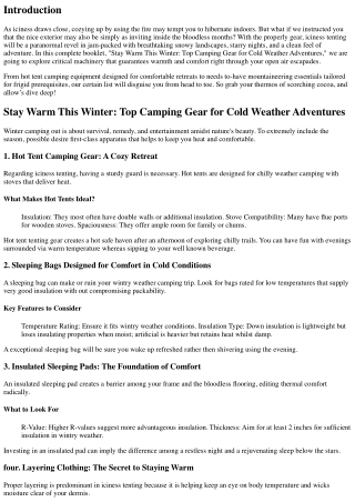 Stay Warm This Winter: Top Camping Gear for Cold Weather Adventures