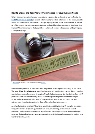 How to Choose the Best IP Law Firms in Canada for Your Business Needs
