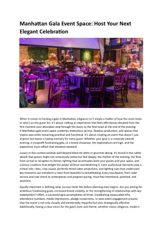 Manhattan Gala Event Space- Host Your Next Elegant Celebration