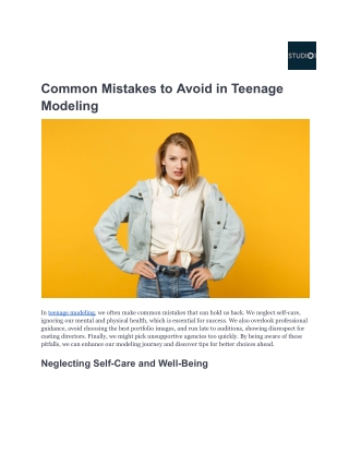 Common Mistakes to Avoid in Teenage Modeling