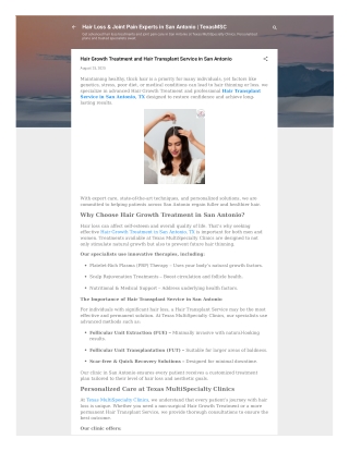 Hair Growth Treatment and Hair Transplant Service in San Antonio