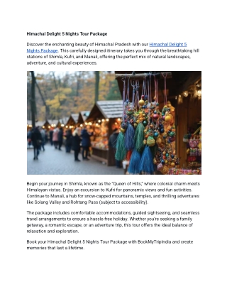 Himachal Delight 5 Nights Tour Package