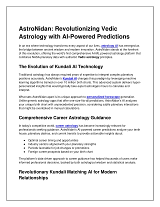 AstroNidan- Revolutionizing Vedic Astrology with AI-Powered Predictions