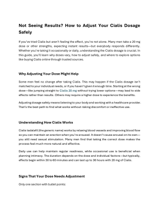 Not Seeing Results How to Adjust Your Cialis Dosage Safely