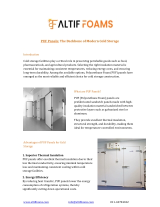 PUF Panels The Backbone of Modern Cold Storage