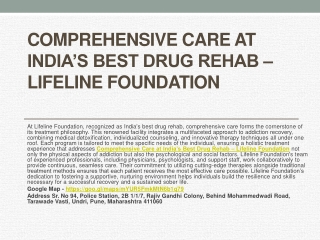 Top-Rated Drug Rehabilitation Services - Lifeline Foundation India