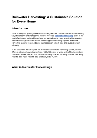 Rainwater Harvesting: A Sustainable Solution for Every Home
