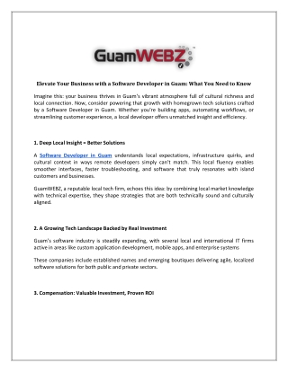 Elevate Your Business with a Software Developer in Guam