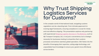 Why Trust Shipping Logistics Services for Customs