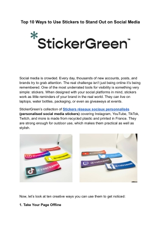 Top 10 Ways to Use Stickers to Stand Out on Social Media