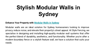 Stylish Modular Walls in Sydney
