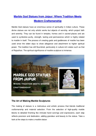 Marble God Statues from Jaipur: Where Tradition Meets Modern Craftsmanship