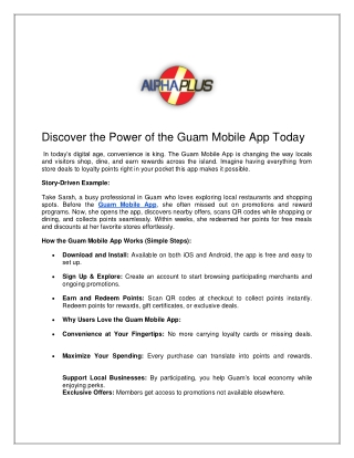 Guam Mobile App – Shop, Dine & Earn Rewards Easily