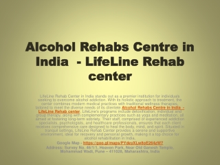 Alcohol Rehabs Centre in India  - LifeLine Rehab center