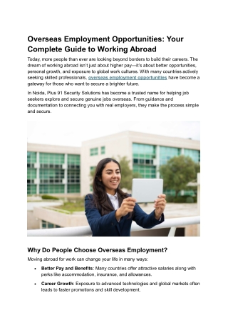 Overseas Employment Opportunities