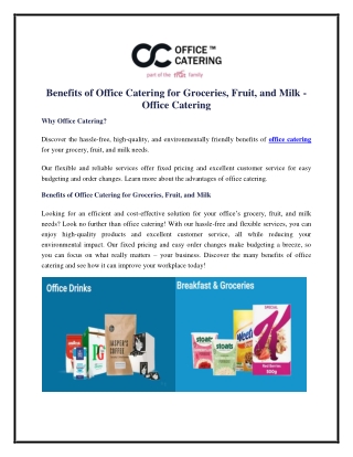 Benefits of Office Catering for Groceries, Fruit, and Milk - Office Catering